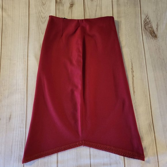 Zara Basic Women’s Midi A-Line Pencil Skirt Antique Ruby Sz 8 - Picture 2 of 8